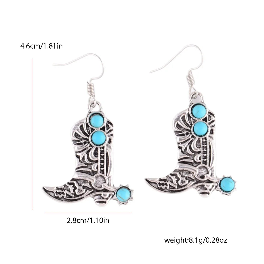 Turquoise Western Cowboy Hook Earring