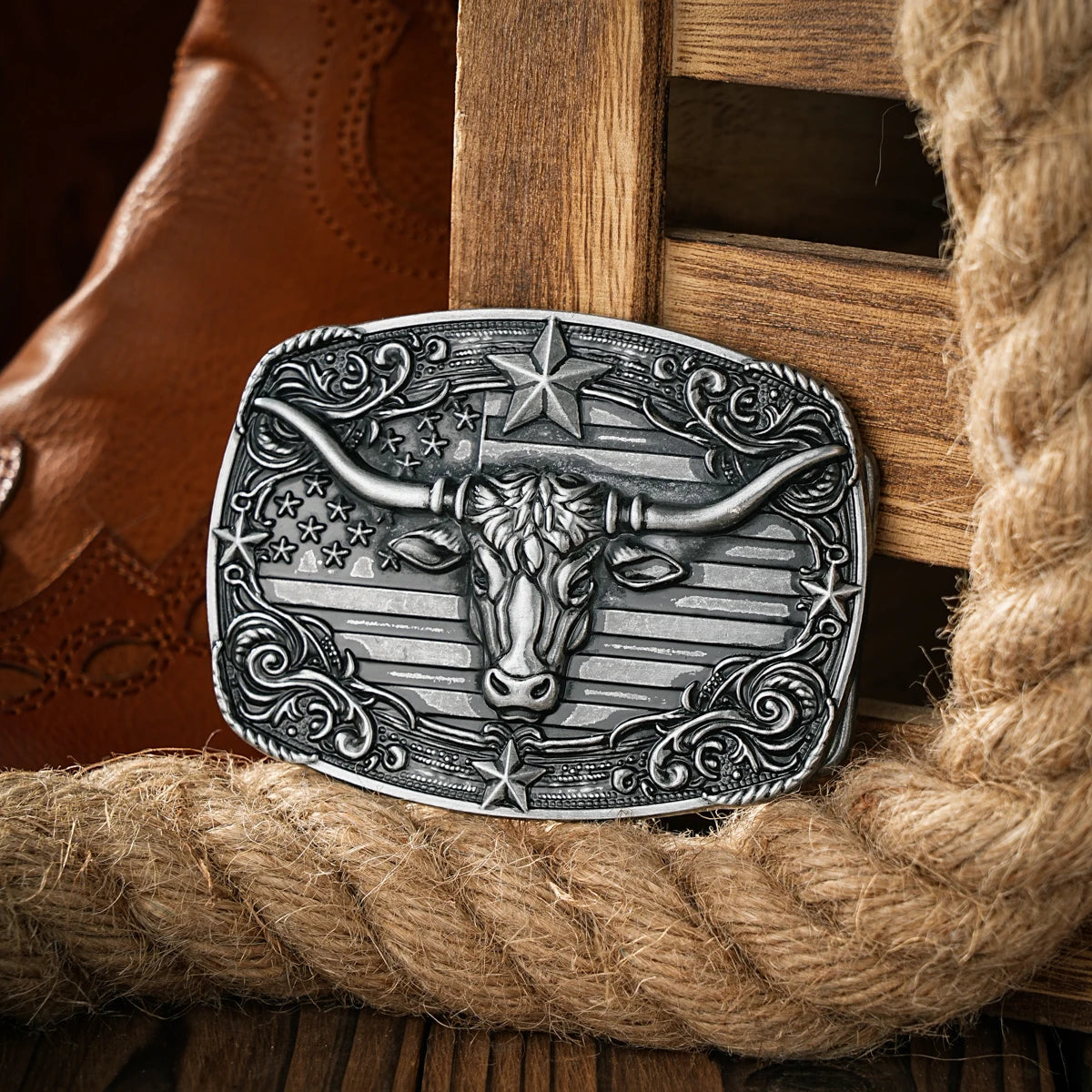 Western style plate buckle belt