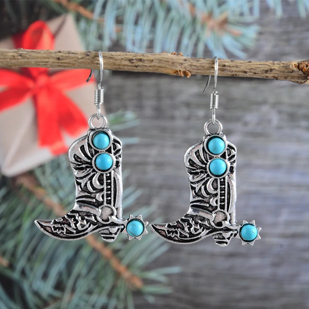 Turquoise Western Cowboy Hook Earring