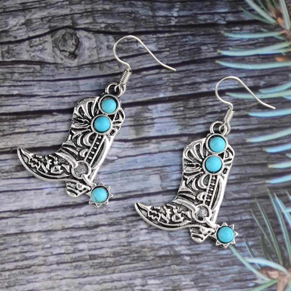 Turquoise Western Cowboy Hook Earring