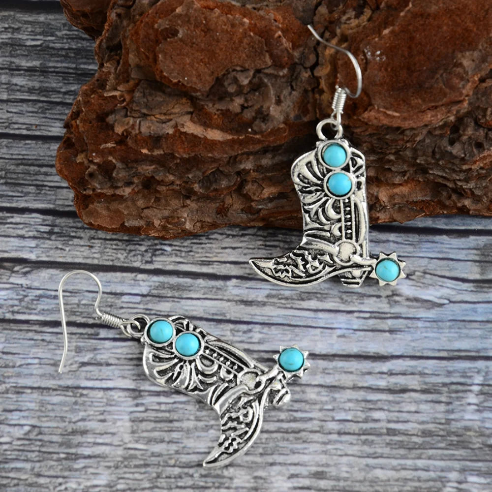 Turquoise Western Cowboy Hook Earring