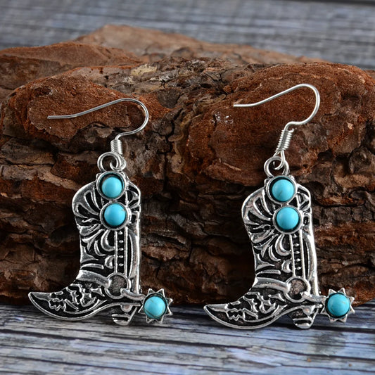 Turquoise Western Cowboy Hook Earring