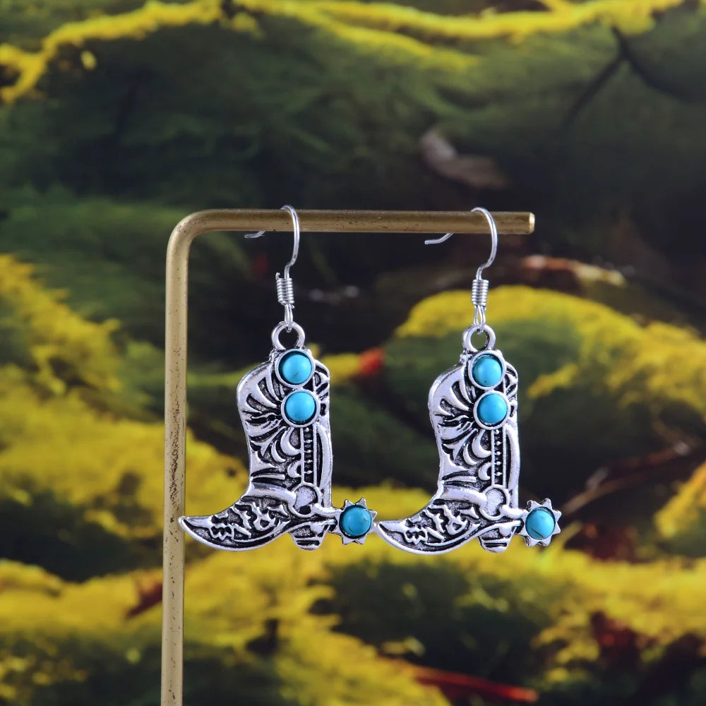 Turquoise Western Cowboy Hook Earring